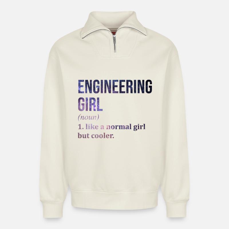 Engineer - Relaxed Unisex Organic Half Zip Sweatshirt – by SPREAD - off white