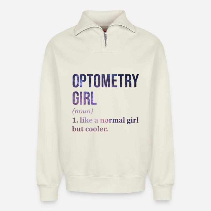 Optometry - Relaxed Unisex Organic Half Zip Sweatshirt – by SPREAD - off white