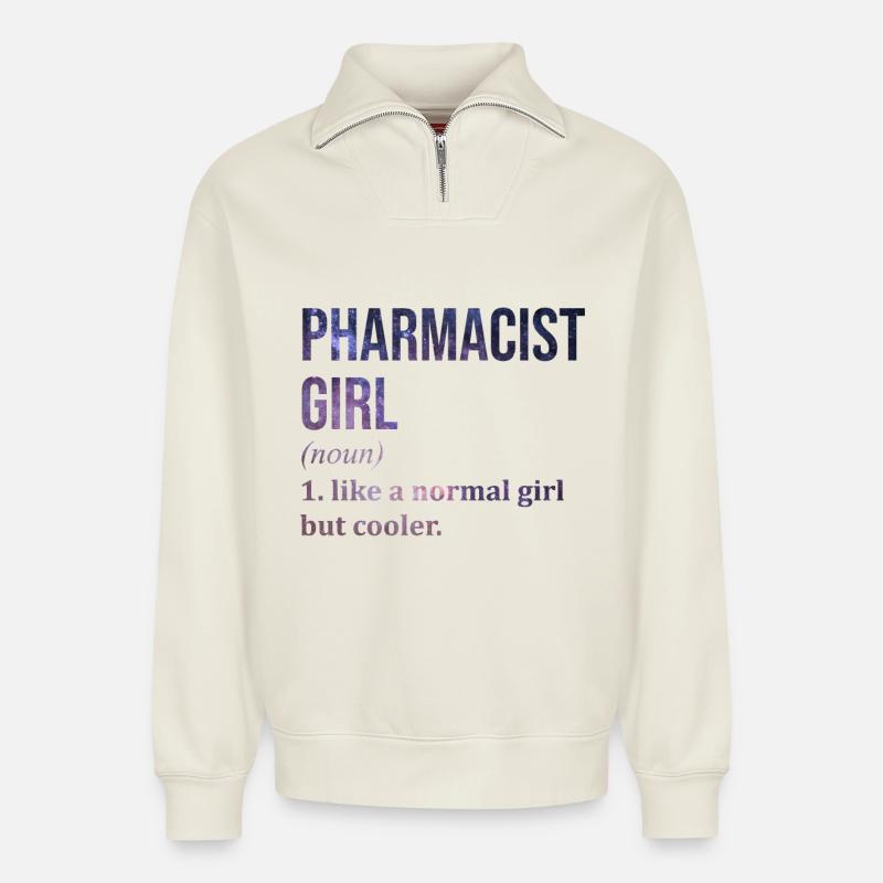 Apotheke - Relaxed Unisex Organic Half Zip Sweatshirt – von SPREAD - Naturweiß