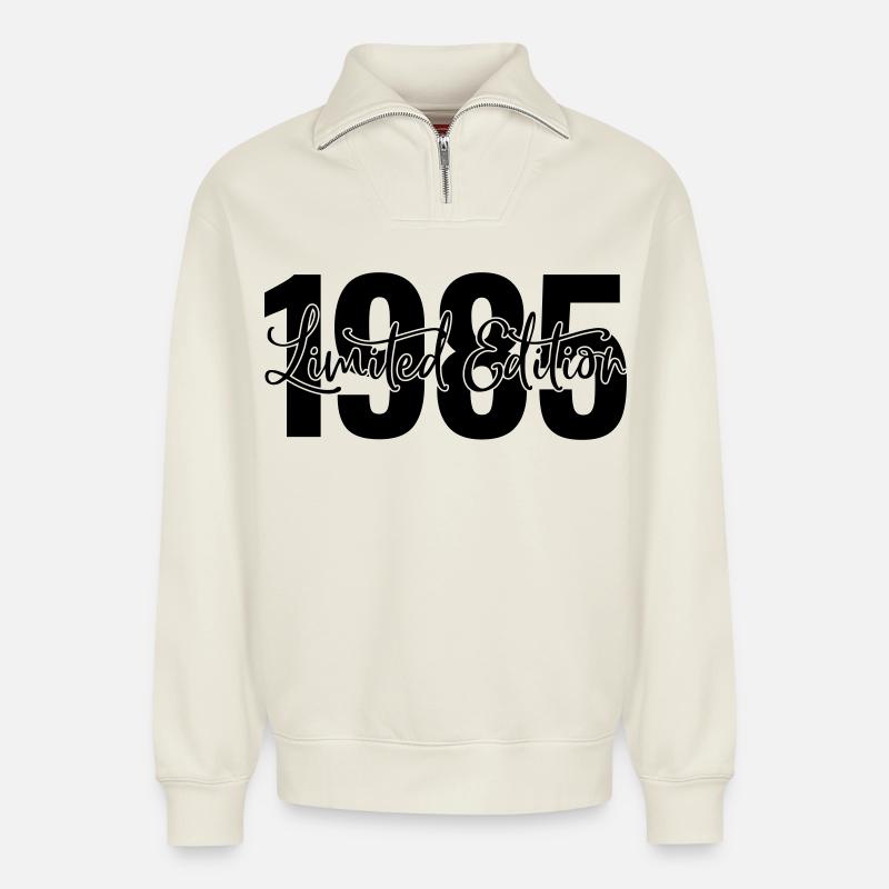 Limited edition 1985 - Relaxed Unisex Organic Half Zip Sweatshirt – von SPREAD - Naturweiß