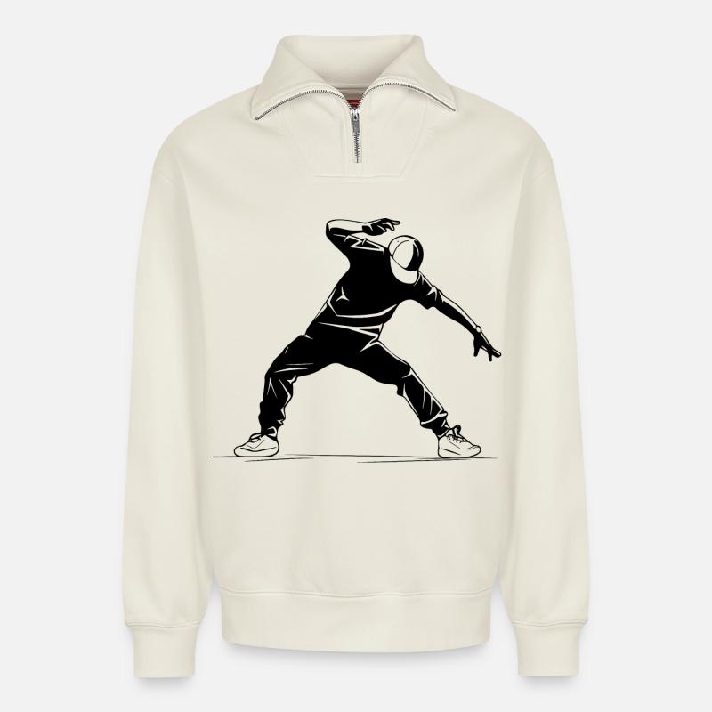 B-Boy - Relaxed Unisex Organic Half Zip Sweatshirt – von SPREAD - Naturweiß
