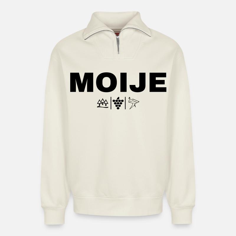 MOIJE - Relaxed Unisex Organic Half Zip Sweatshirt – by SPREAD - off white