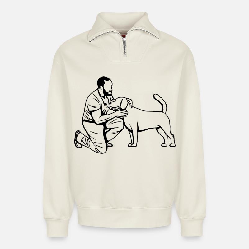 Veterinärtechniker - Relaxed Unisex Organic Half Zip Sweatshirt – von SPREAD - Naturweiß