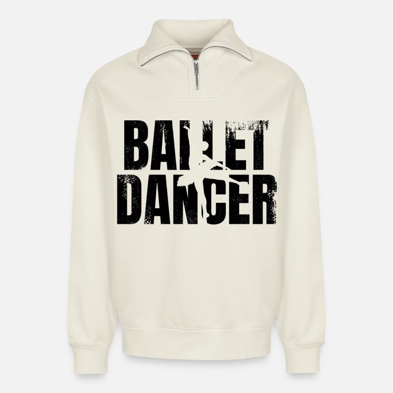 Ballett Tänzerin - Relaxed Unisex Organic Half Zip Sweatshirt – von SPREAD - Naturweiß