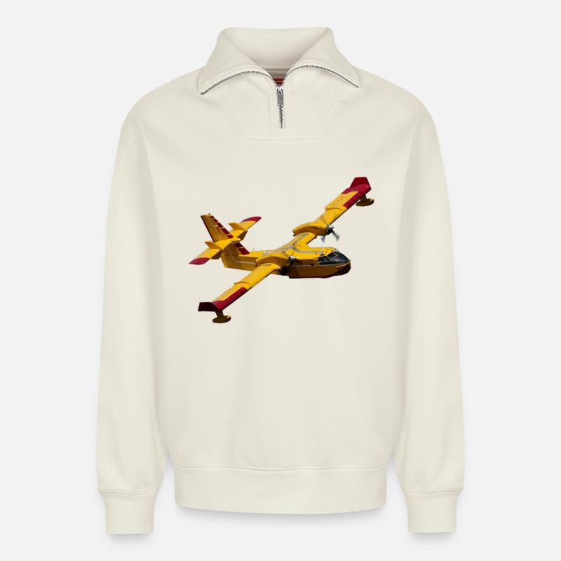 CL-415 - Relaxed Unisex Organic Half Zip Sweatshirt – von SPREAD - Naturweiß