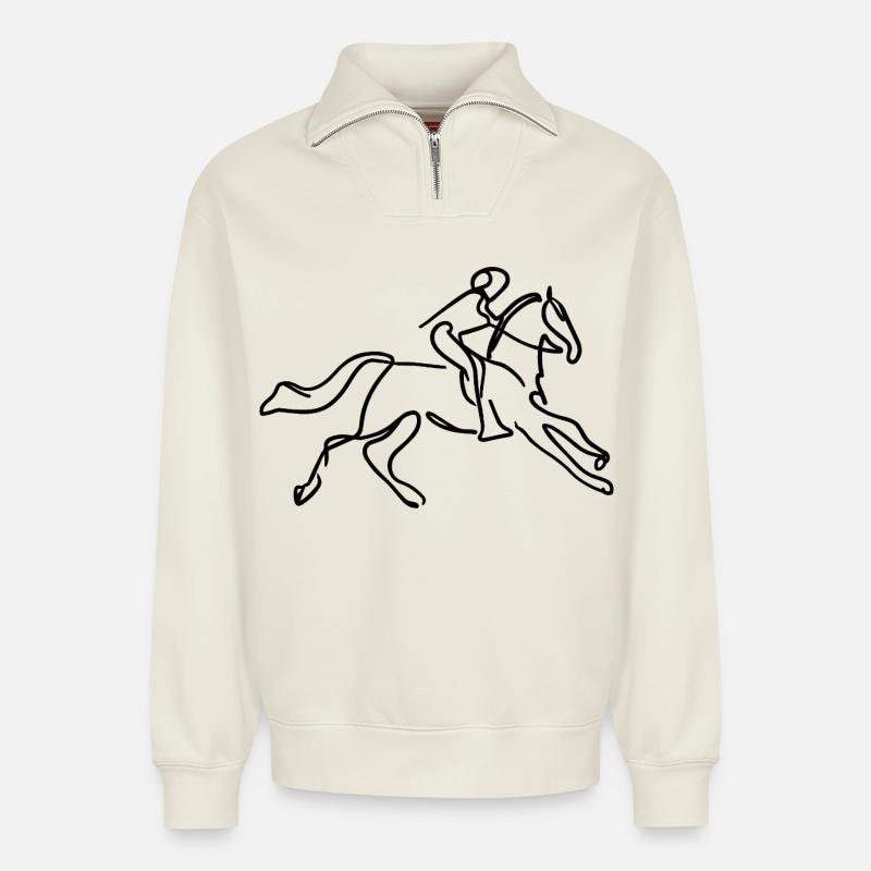 Sketch tab - Relaxed Unisex Organic Half Zip Sweatshirt – by SPREAD - off white