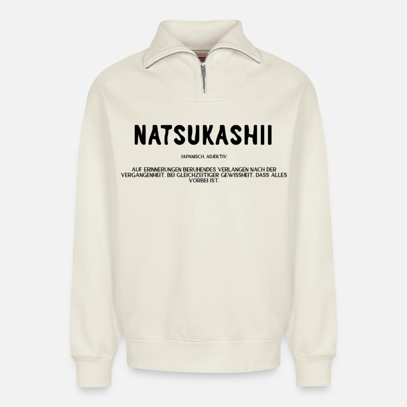 Natsukashii - Relaxed Unisex Organic Half Zip Sweatshirt – von SPREAD - Naturweiß