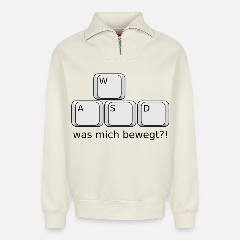 What Moves Me - Relaxed Unisex Organic Half Zip Sweatshirt – von SPREAD - Naturweiß