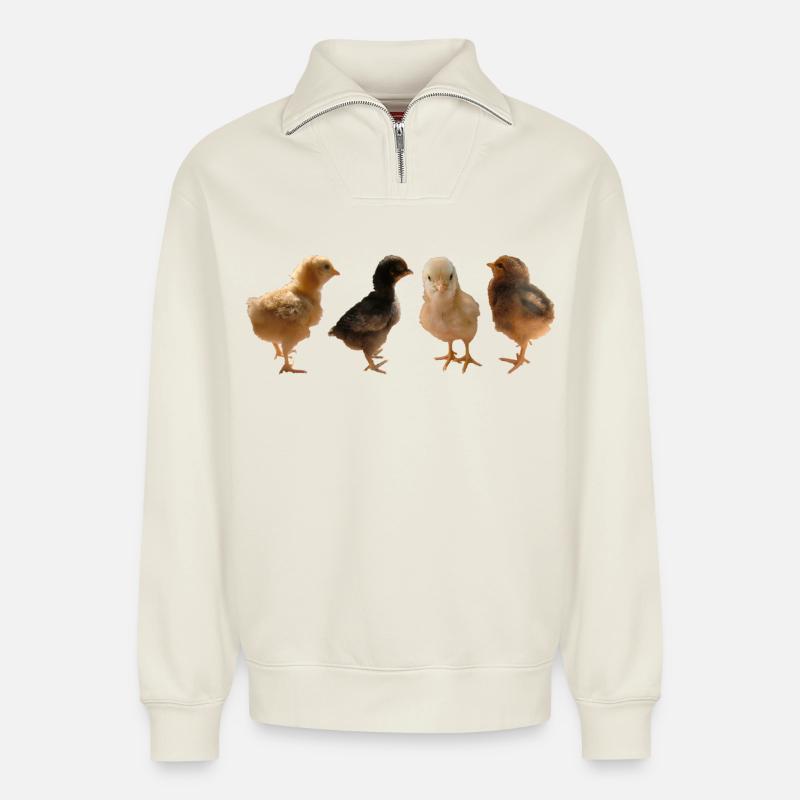 Küken - Relaxed Unisex Organic Half Zip Sweatshirt – von SPREAD - Naturweiß
