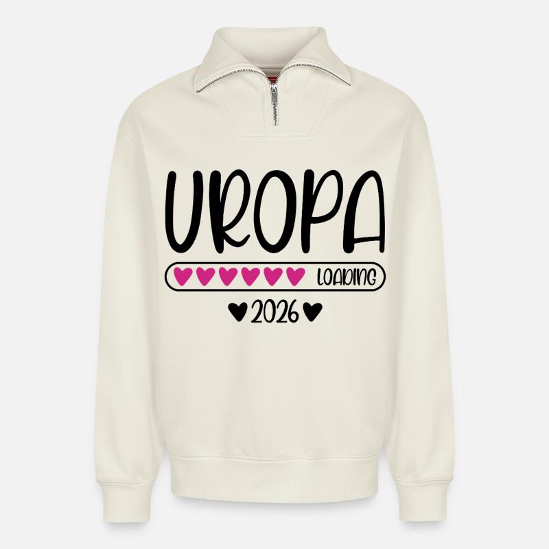 Uropa 2026 loading - Relaxed Unisex Organic Half Zip Sweatshirt – von SPREAD - Naturweiß