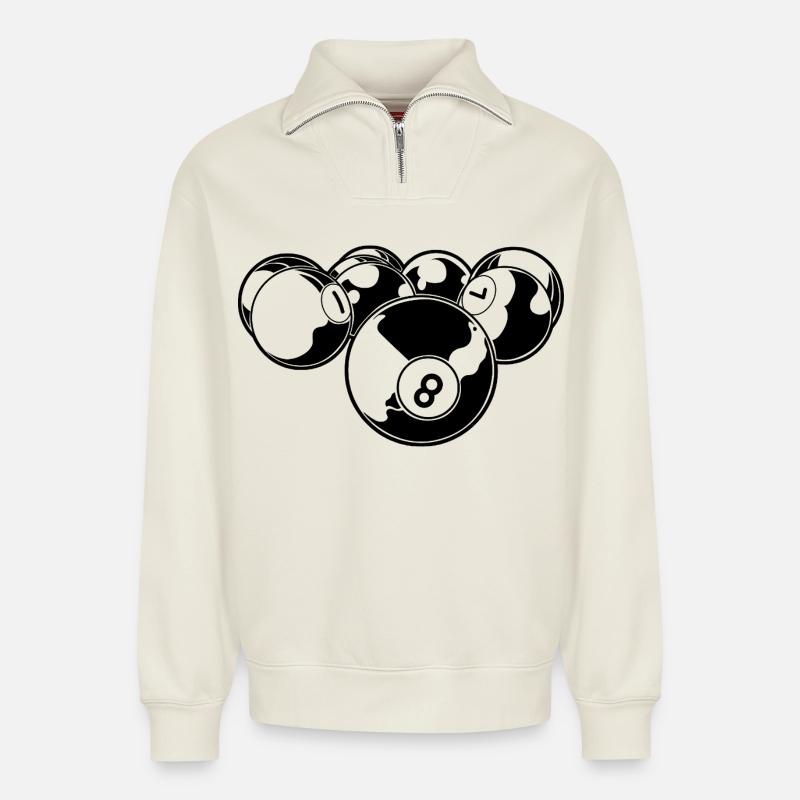 Billard - Relaxed Unisex Organic Half Zip Sweatshirt – von SPREAD - Naturweiß