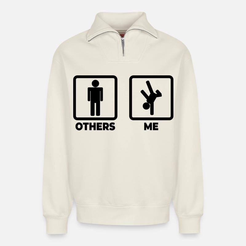 Ich als Breakdancer - Relaxed Unisex Organic Half Zip Sweatshirt – von SPREAD - Naturweiß
