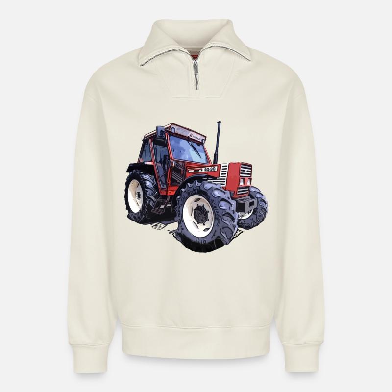 Feldkraft 80-90 - Relaxed Unisex Organic Half Zip Sweatshirt – von SPREAD - Naturweiß