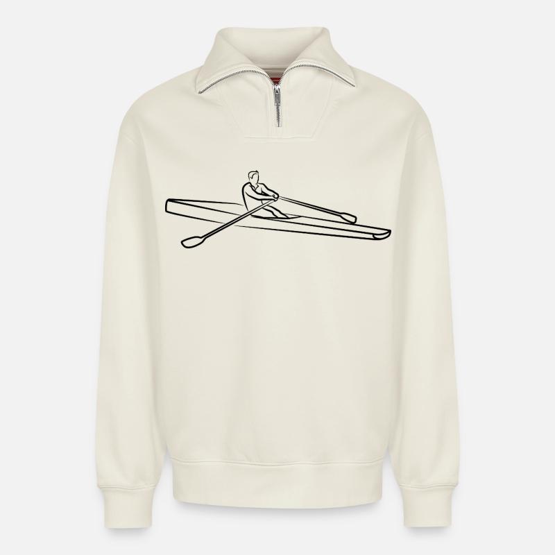Ruderer - Relaxed Unisex Organic Half Zip Sweatshirt – von SPREAD - Naturweiß