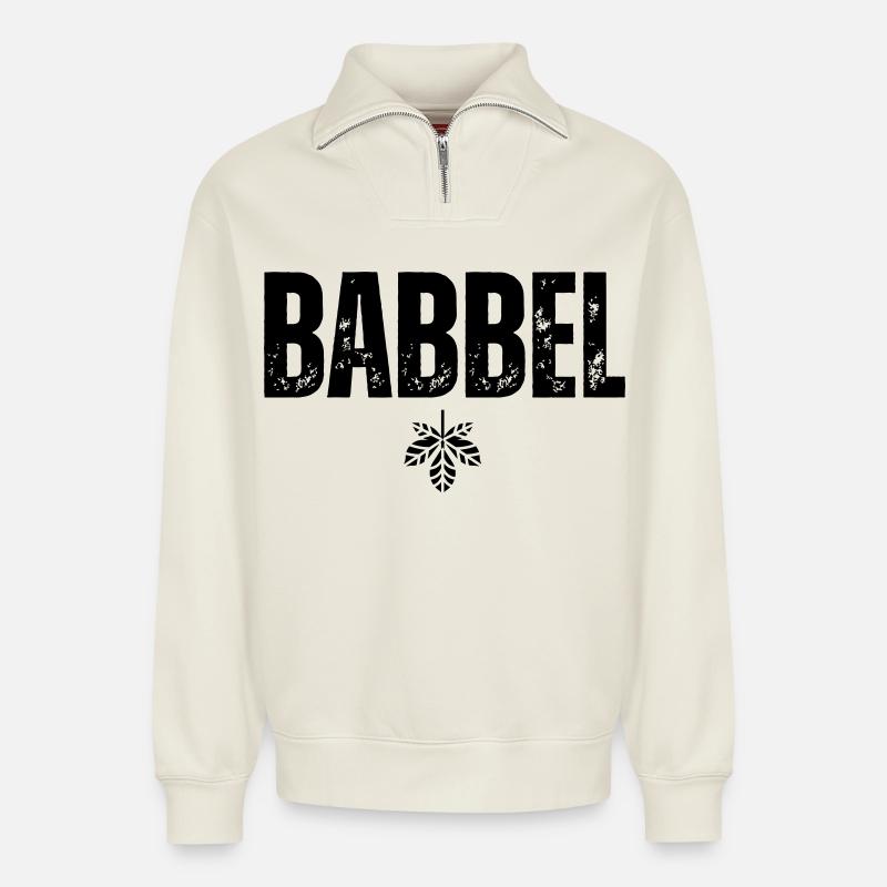 Babbel - Relaxed Unisex Organic Half Zip Sweatshirt – von SPREAD - Naturweiß