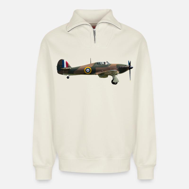Hurricane - Relaxed Unisex Organic Half Zip Sweatshirt – von SPREAD - Naturweiß