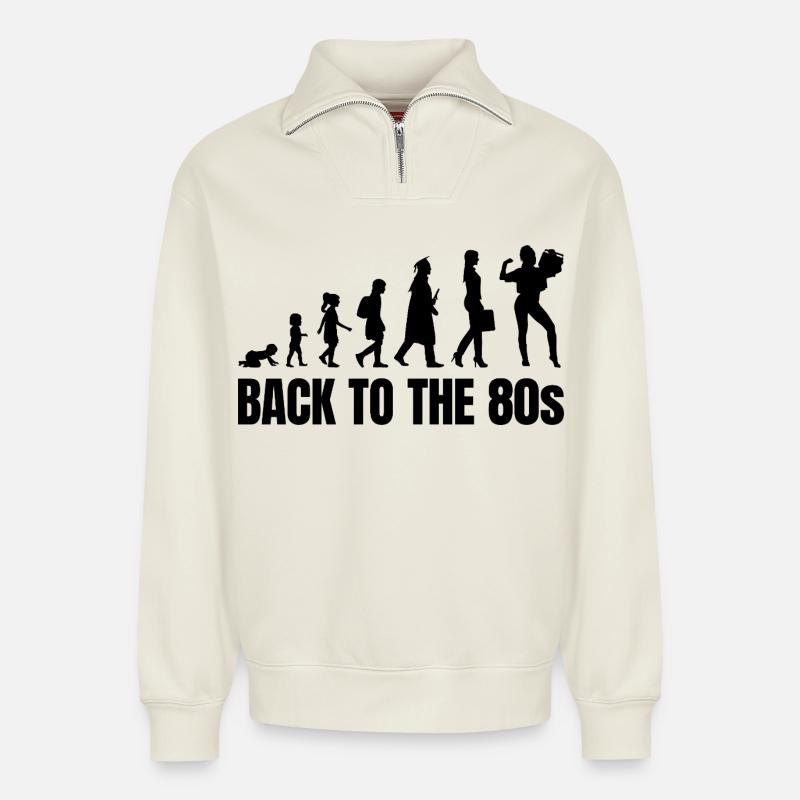 80s Evolution - Relaxed Unisex Organic Half Zip Sweatshirt – by SPREAD - off white