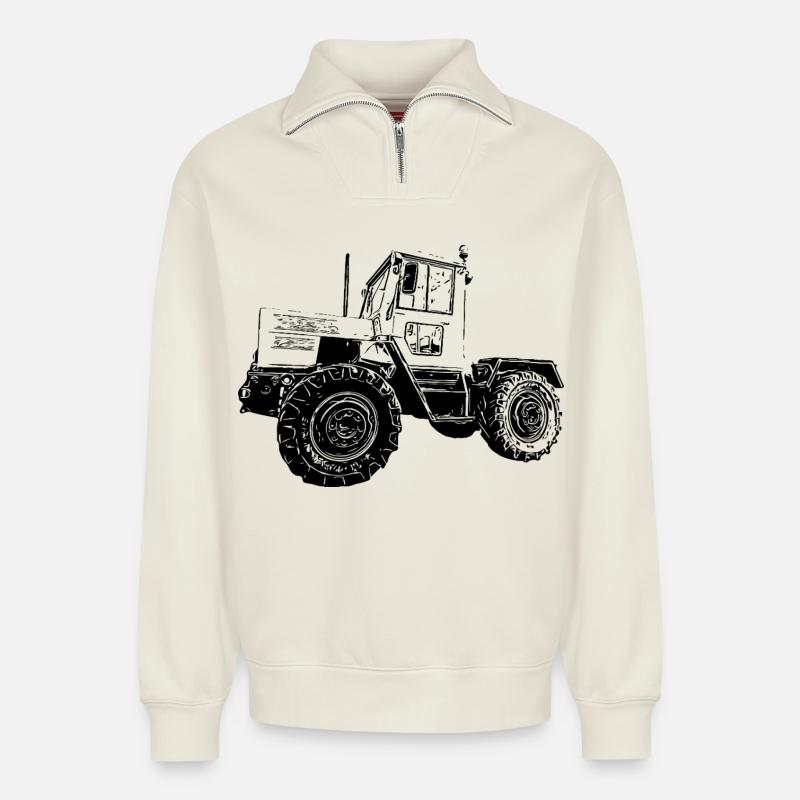 Kraft auf vier Rädern - Relaxed Unisex Organic Half Zip Sweatshirt – von SPREAD - Naturweiß