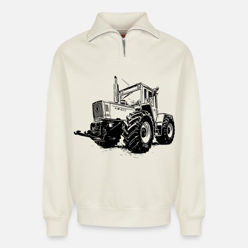 Der Grüne Koloss - Relaxed Unisex Organic Half Zip Sweatshirt – von SPREAD - Naturweiß