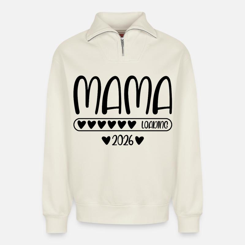 Mama 2026 loading - Relaxed Unisex Organic Half Zip Sweatshirt – von SPREAD - Naturweiß