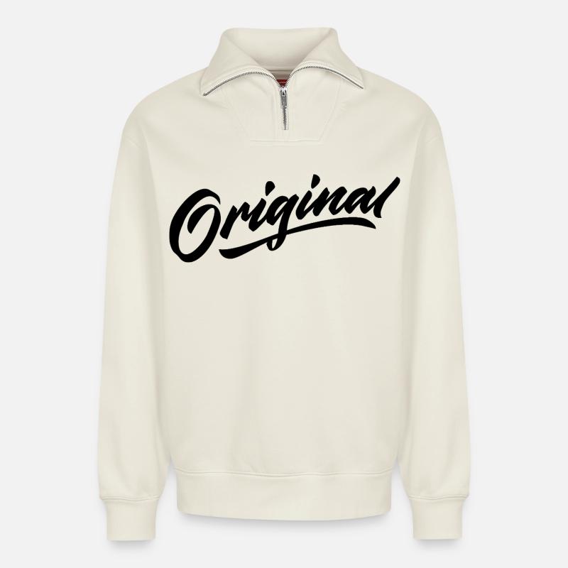 Original - Relaxed Unisex Organic Half Zip Sweatshirt – von SPREAD - Naturweiß