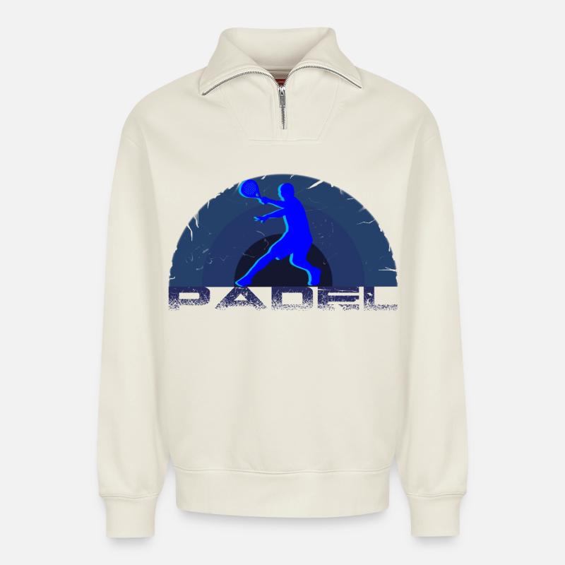 Padel - Relaxed Unisex Organic Half Zip Sweatshirt – von SPREAD - Naturweiß