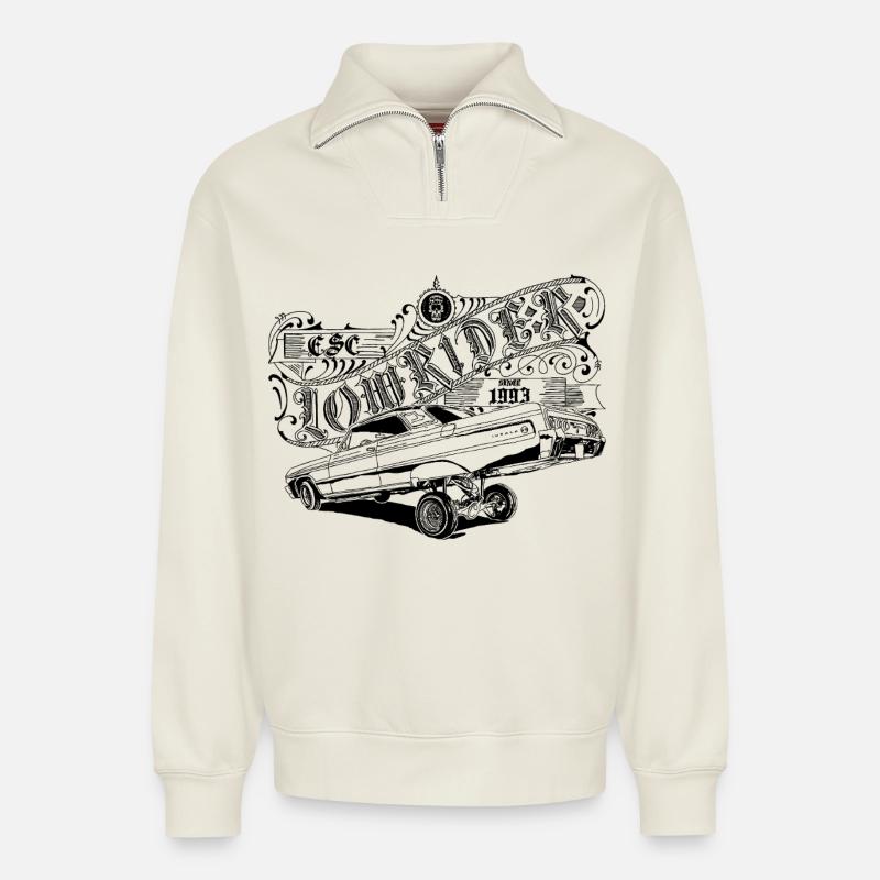 E.S.C. Lowrider - Relaxed Unisex Organic Half Zip Sweatshirt – von SPREAD - Naturweiß