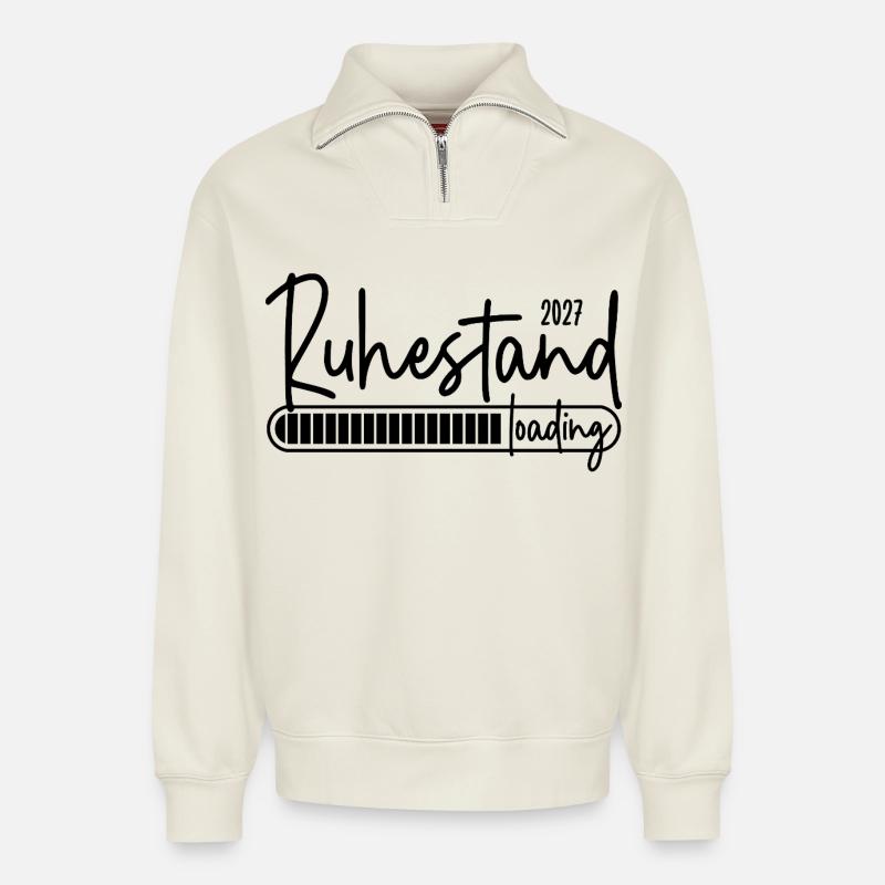 Ruhestand 2027 loading - Relaxed Unisex Organic Half Zip Sweatshirt – von SPREAD - Naturweiß