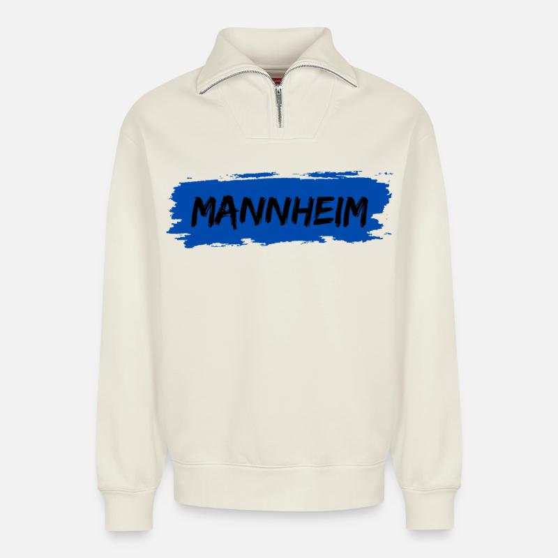 Mannheim - Relaxed Unisex Organic Half Zip Sweatshirt – von SPREAD - Naturweiß