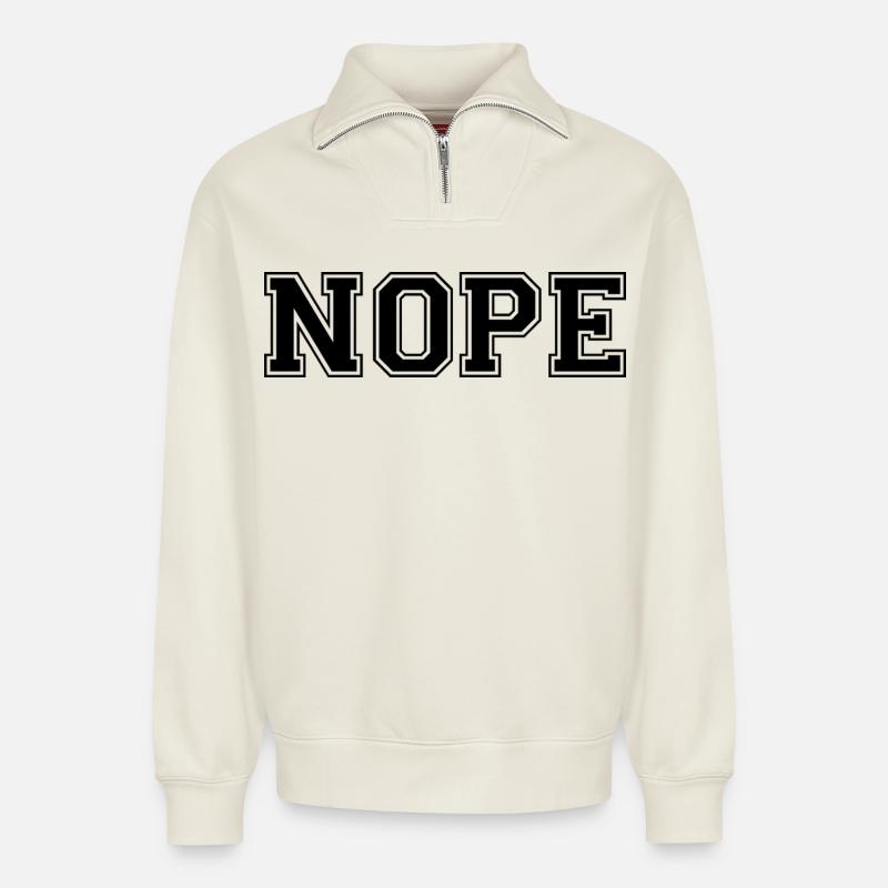 NOPE - Relaxed Unisex Organic Half Zip Sweatshirt – von SPREAD - Naturweiß