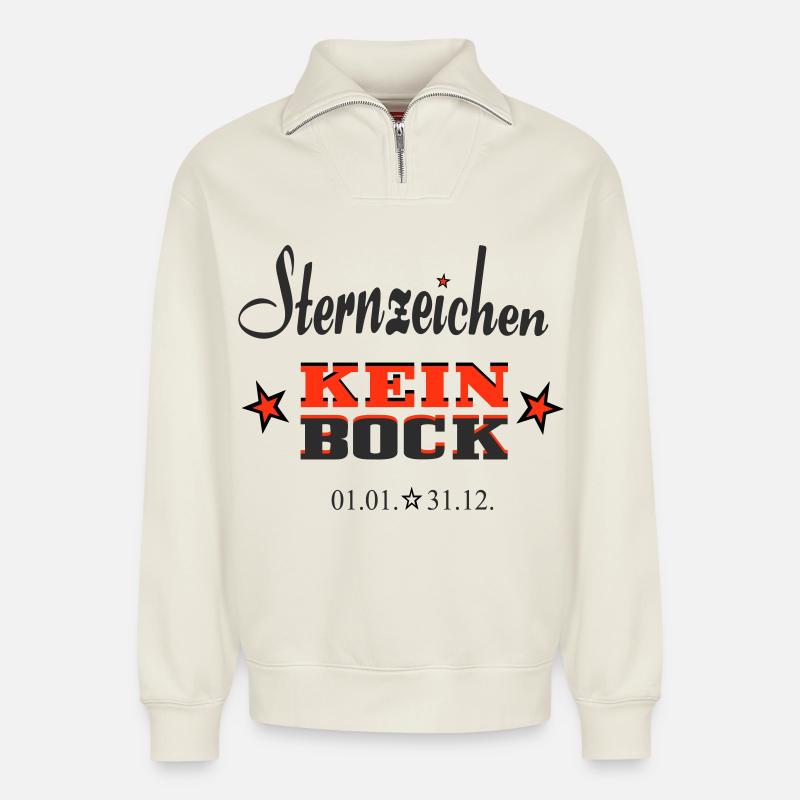 Sternchen Kein Bock Jahreskalender - Relaxed Unisex Organic Half Zip Sweatshirt – von SPREAD - Naturweiß