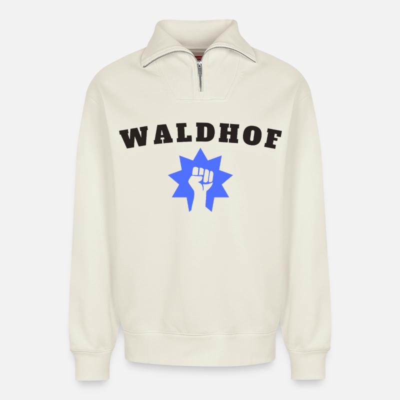 Waldhof - Relaxed Unisex Organic Half Zip Sweatshirt – von SPREAD - Naturweiß