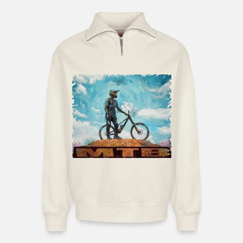 MTB - Relaxed Unisex Organic Half Zip Sweatshirt – von SPREAD - Naturweiß