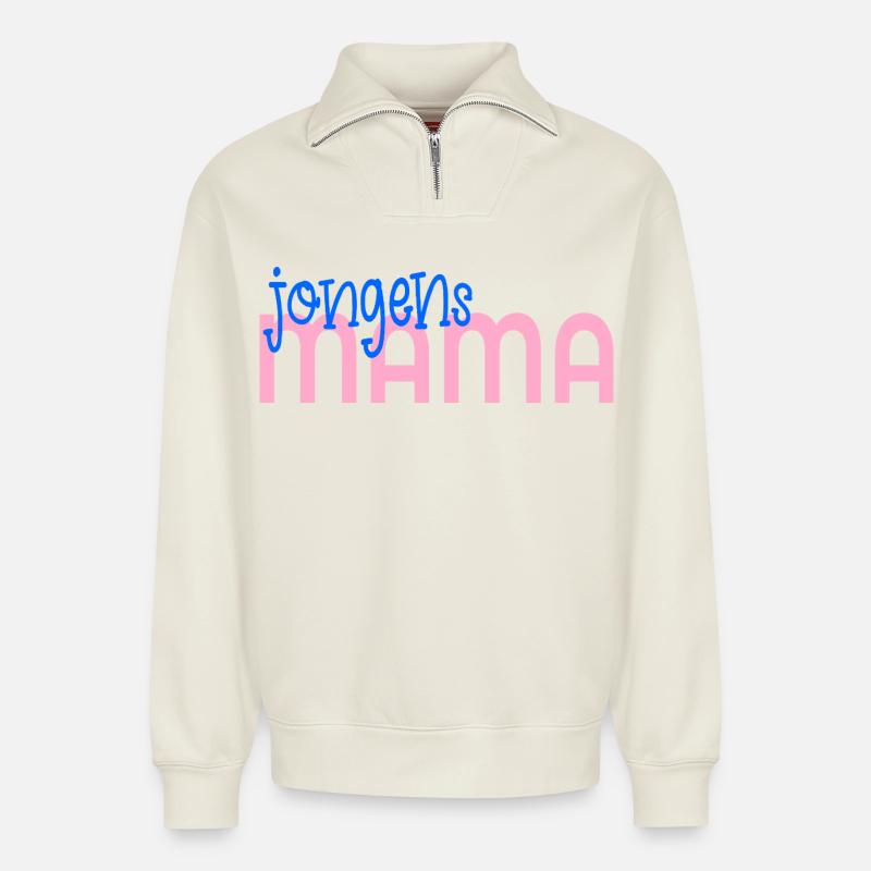 Jungs-Mama - Relaxed Unisex Organic Half Zip Sweatshirt – von SPREAD - Naturweiß