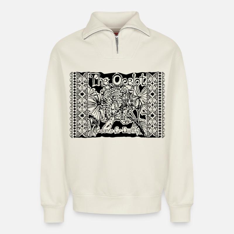 L’OCELOT - Sweat unisexe décontracté en coton biologique à demi-zip – de SPREAD - blanc cassé