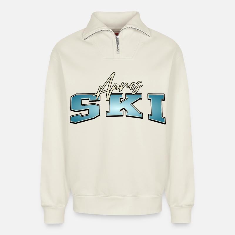 Apres Ski - Relaxed Unisex Organic Half Zip Sweatshirt – von SPREAD - Naturweiß