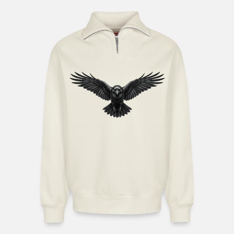 Rabe - Relaxed Unisex Organic Half Zip Sweatshirt – von SPREAD - Naturweiß