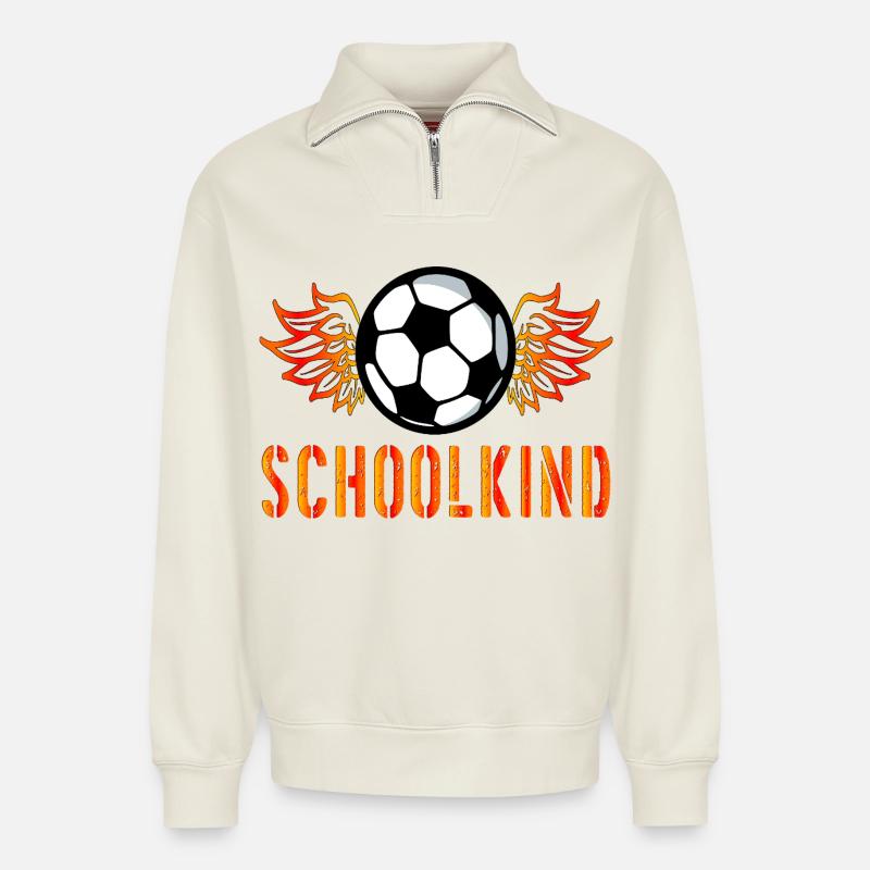 Fußballschule - Relaxed Unisex Organic Half Zip Sweatshirt – von SPREAD - Naturweiß