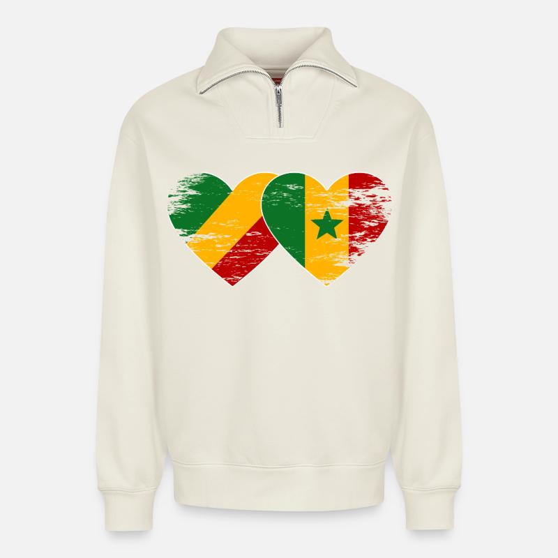 Kongo Senegal Flagge used - Relaxed Unisex Organic Half Zip Sweatshirt – von SPREAD - Naturweiß