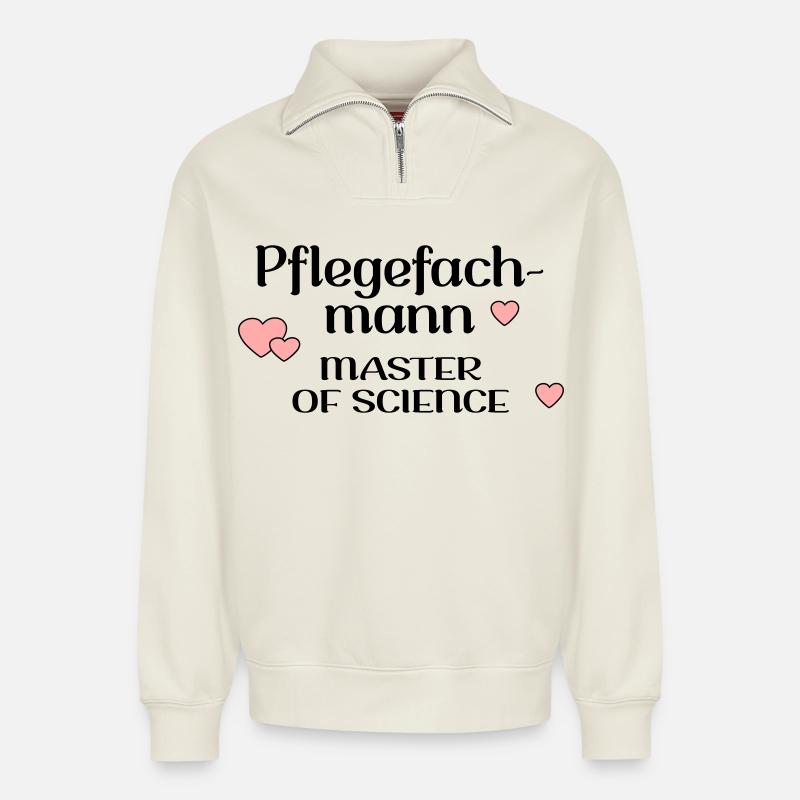 STUDIUM PFLEGE PFLEGEFACHMANN - Relaxed Unisex Organic Half Zip Sweatshirt – von SPREAD - Naturweiß