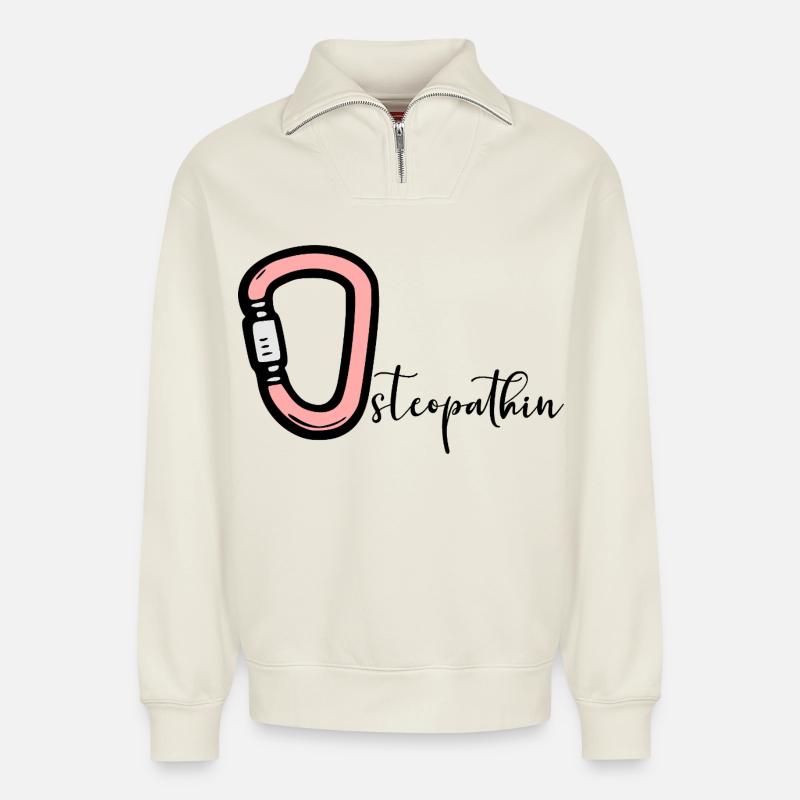 Osteopathy Osteopath - Relaxed Unisex Organic Half Zip Sweatshirt – by SPREAD - off white