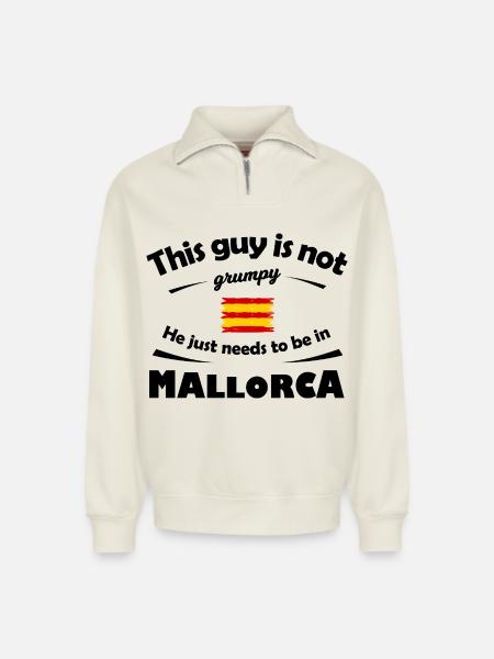 Brushed Spanish Mallorca Flag Stripes - Relaxed Unisex Organic Half Zip Sweatshirt – by SPREAD - off white