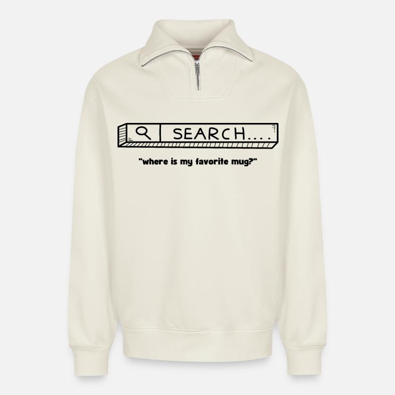 favorite mug - Relaxed Unisex Organic Half Zip Sweatshirt – von SPREAD - Naturweiß