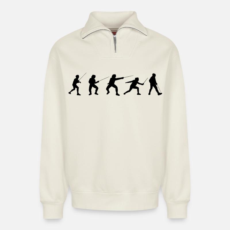 Fencing Tactics - Relaxed Unisex Organic Half Zip Sweatshirt – by SPREAD - off white