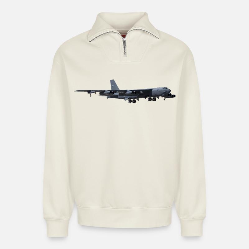 B-52 Stratofortress - Relaxed Unisex Organic Half Zip Sweatshirt – von SPREAD - Naturweiß