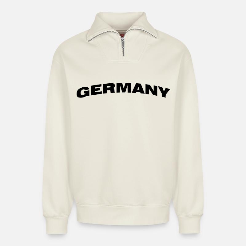 Germany - Relaxed Unisex Organic Half Zip Sweatshirt – by SPREAD - off white