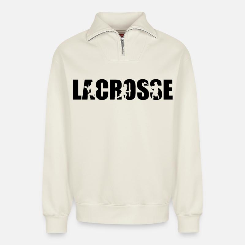 Lacrosse - Relaxed Unisex Organic Half Zip Sweatshirt – von SPREAD - Naturweiß