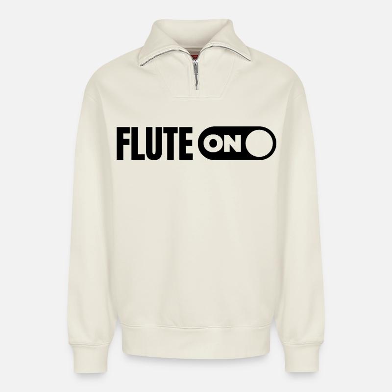 Flöte einschalten - Relaxed Unisex Organic Half Zip Sweatshirt – von SPREAD - Naturweiß