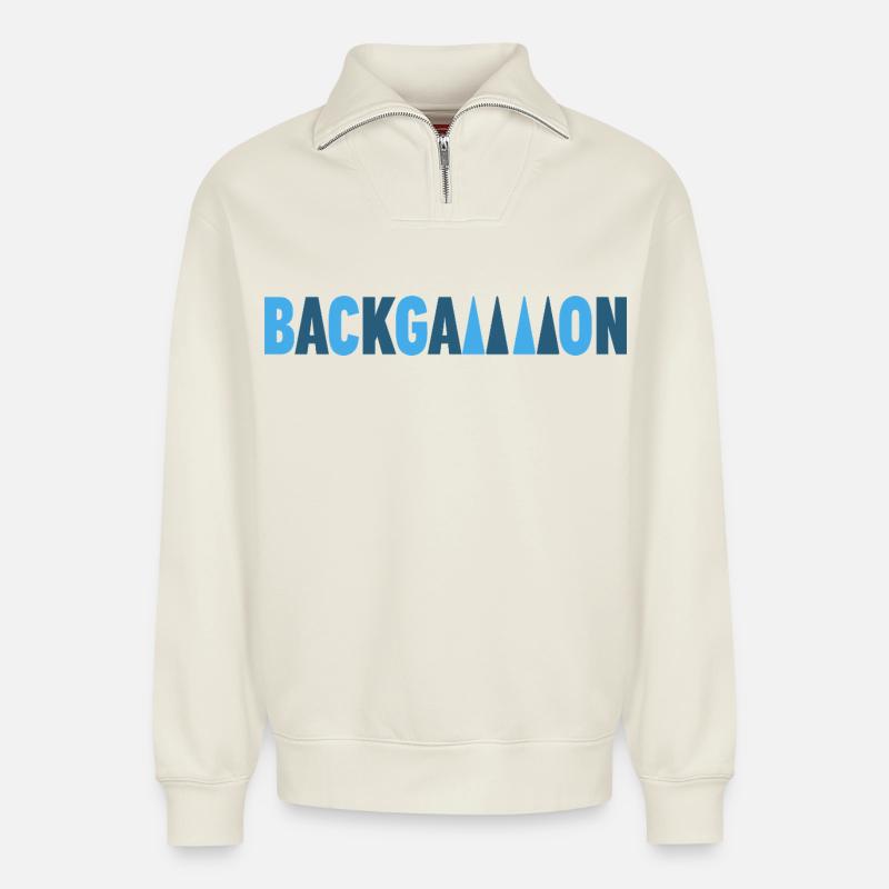backgammon - Relaxed Unisex Organic Half Zip Sweatshirt – by SPREAD - off white