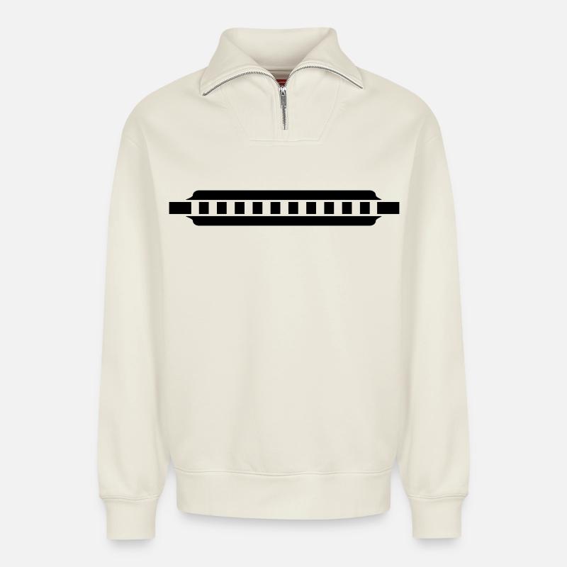 Bluesharp - Relaxed Unisex Organic Half Zip Sweatshirt – by SPREAD - off white